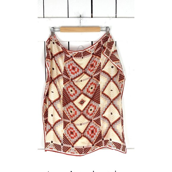 Echo rust brown geometric mod square head scarf purse neck scarf - Picture 5 of 5